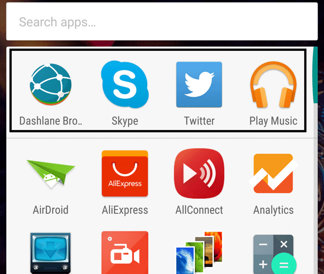 Row of Suggested Apps