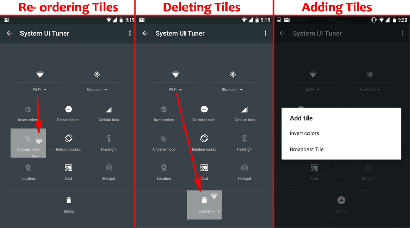 Re-ordering, Adding and Removing Tiles in Quick Settings