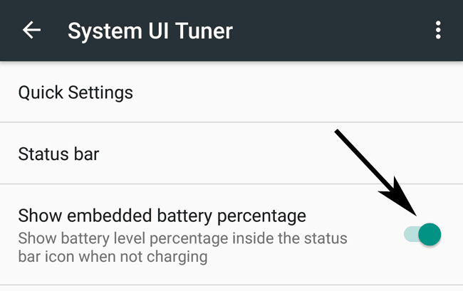 Show embedded battery percentage