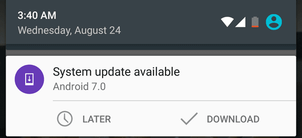 Android 7.0 Update Available