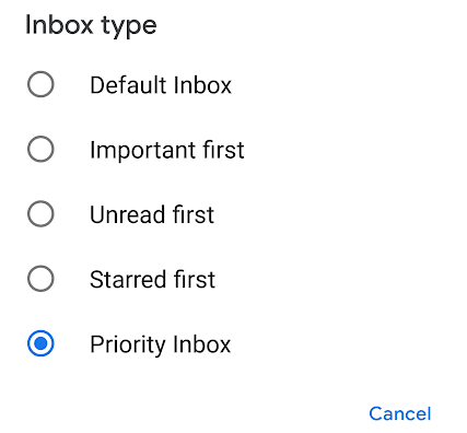 Inbox Types in Gmail