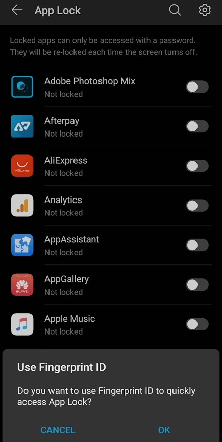 App Lock List